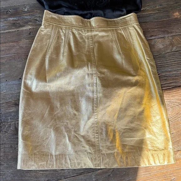 Vintage Escada 1990’s gold metallic mini pencil skirt EVC size Small (euro 38) - Picture 4 of 11
